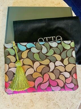 Otto Angelino Multicolor Woven Clutch Bag with Tassel -New!